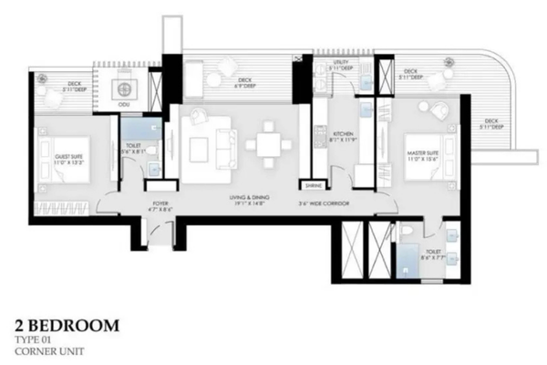 2 BHK Floor Plan
