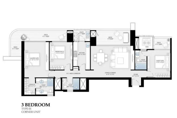 3 BHK Floor Plan