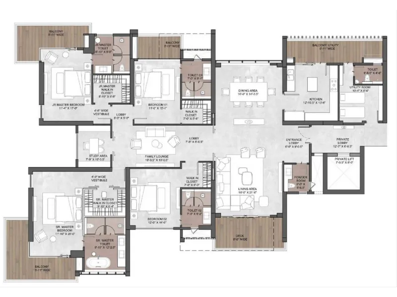4 BHK S Plan