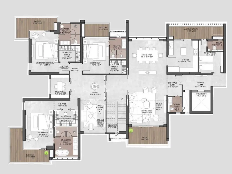 5 BHK S Penthouse Plan