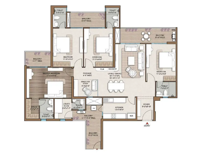 4.5 BHK Utility Plan