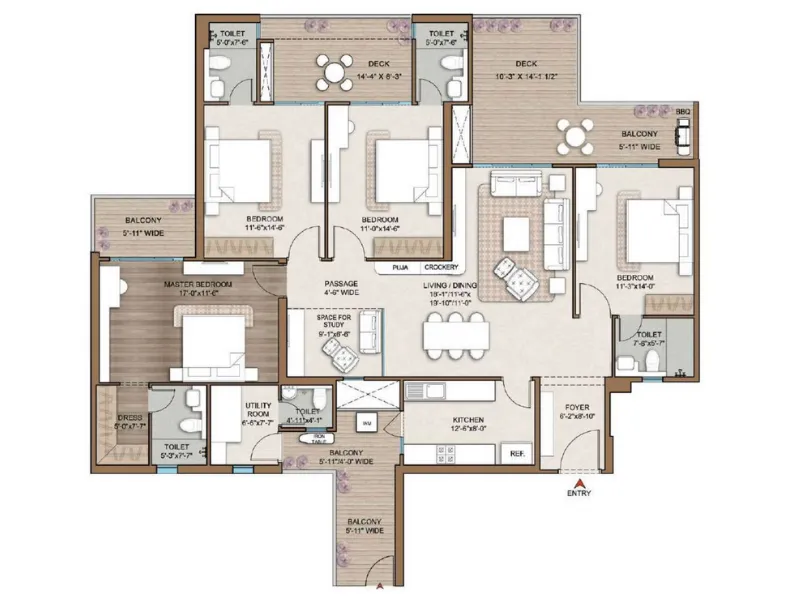 4.5 BHK Deck Plan